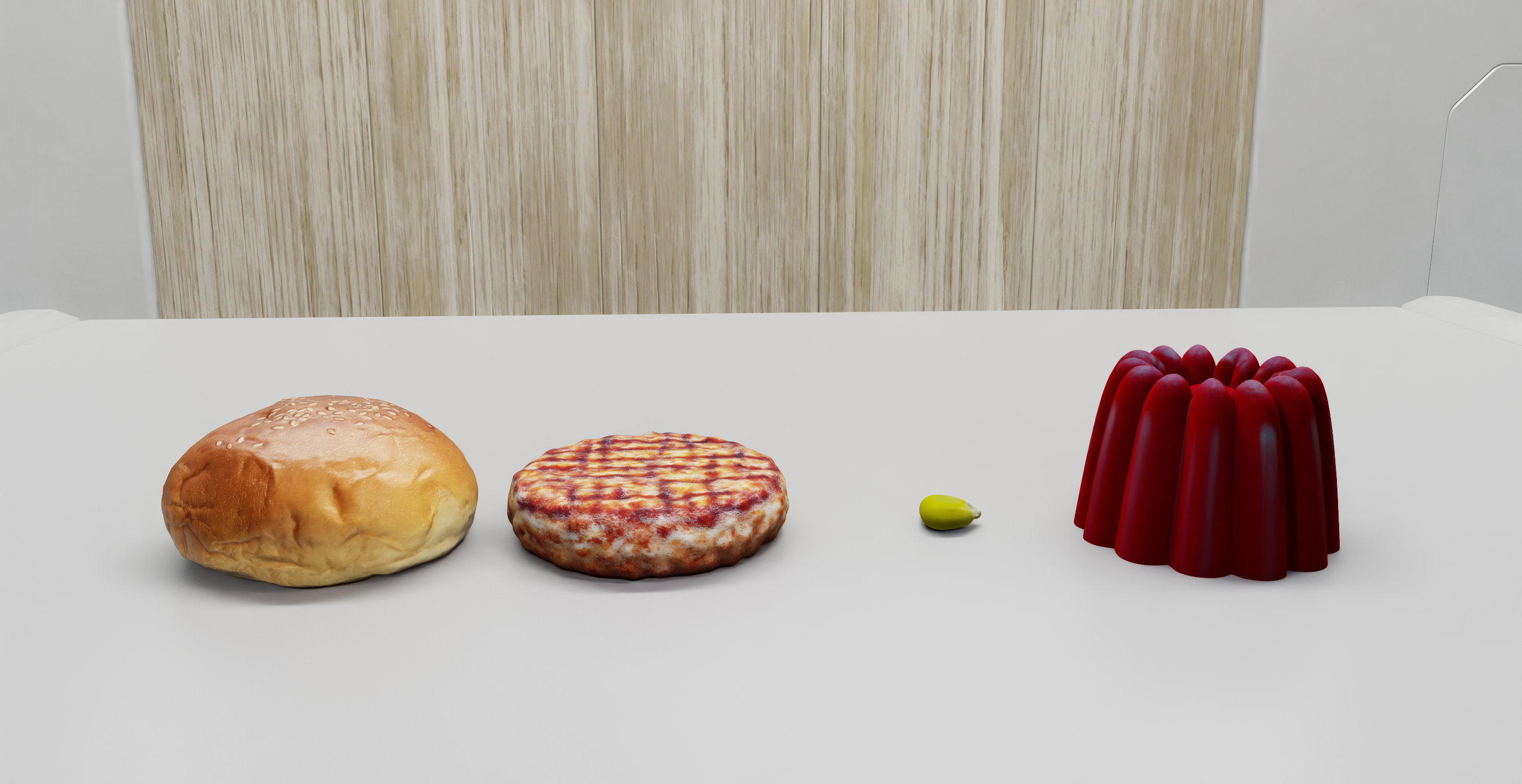 3D meshes of each food asset
